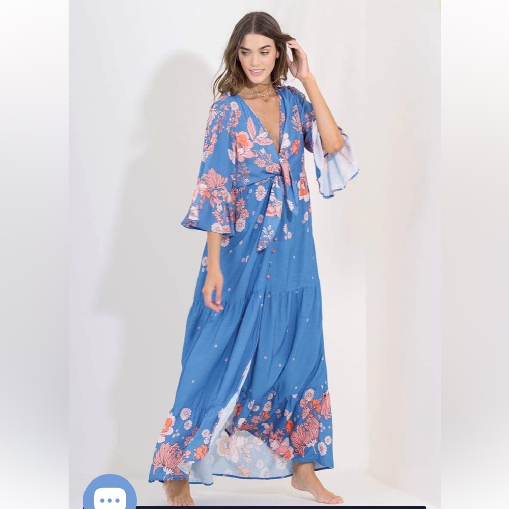 😍MAAJI! Floral Blue Maxi Swim Cover-Up